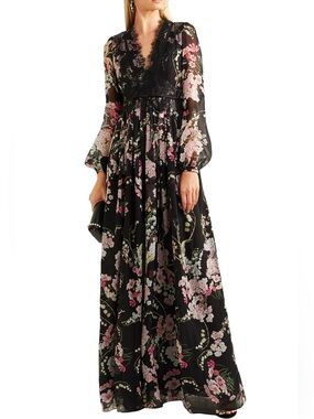 Giambattista Valli Paris Black floral Dress and lace accents
